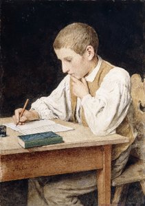 Chłopiec piszący, 1902 autorstwa Albert Anker