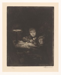 Dzieci rysujące o zmierzchu autorstwa Albert Besnard (signed by artist)