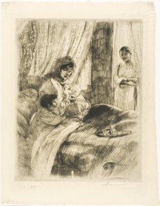 Śniadanie, talerz czwarty od Woman autorstwa Albert Besnard