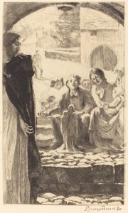 Pierre kopiuje Dziewicę z portalu kościoła Marly autorstwa Albert Besnard