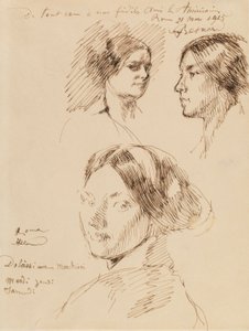 Trzy portrety głowy kobiety autorstwa Albert Besnard