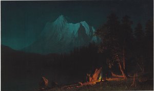 Górzysty krajobraz przy świetle księżyca autorstwa Albert Bierstadt