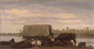 Nooning on the Platte, ok. 1859 (olej na papierze na płótnie) autorstwa Albert Bierstadt