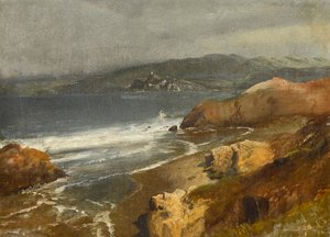 Wybrzeże Pacyfiku, Kalifornia lub widok w kierunku latarni morskiej Point Bonita autorstwa Albert Bierstadt