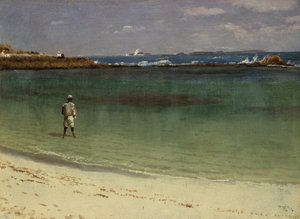Scena z wybrzeża Indii Zachodnich, ok. 1880-93 (olej na papierze zamontowany na płycie pilśniowej) autorstwa Albert Bierstadt