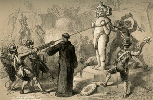 Hiszpanie niszczą meksykańskie bożki, 1877.