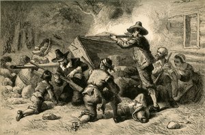 Wirginianie bronią się przed Indianami, 1877.