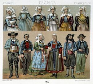 Stroje bretońskie z XIX wieku - w „Strój starożytny i historyczny” Racinet autorstwa Albert Charles August Racinet