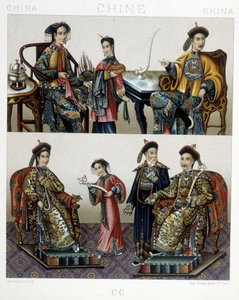 Chińska arystokracja - w „”Le costume historique”” Racinet autorstwa Albert Charles August Racinet