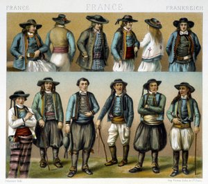 Kostiumy męskie Finistère z XIX wieku - w „” Le costume ancien et historique ”” Racineta autorstwa Albert Charles August Racinet