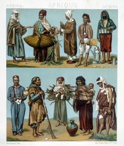 Popularne stroje Afryki. Ilustracja do filmu „Strój historyczny” autorstwa Racinet autorstwa Albert Charles August Racinet