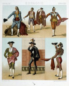 Strój Toreadora w Hiszpanii - w „Starym i historycznym stroju” autorstwa Racinet autorstwa Albert Charles August Racinet
