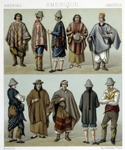 Tradycyjne stroje Chile. Ilustracja w „Strój historyczny” Racinet