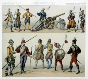 Wojownicy w XVI wieku – w „Strój historyczny” Racinet autorstwa Albert Charles August Racinet