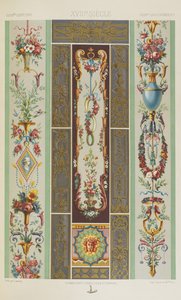 XVIII wiek, tablica 97 z "Ornament polichromatyczny: sto płyt w złocie, srebrze i kolorach" autorstwa Albert Charles August Racinet
