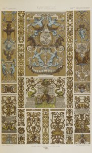 XVII wiek, tablica 79 z "Ornament polichromatyczny: sto płyt w złocie, srebrze i kolorach" autorstwa Albert Charles August Racinet