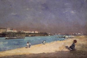 Widok na przedmieścia Paryża z Pont National, 1882 autorstwa Albert Charles Lebourg