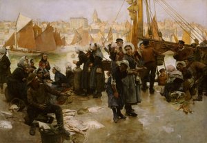 Wyjazd floty rybackiej, Boulogne, 1891 autorstwa Albert Chevallier Tayler