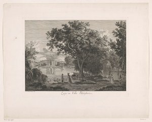 Widok na jezioro w Villa Borghese Lago w Villa Borghese (tytuł na obiekcie) Malajski Radirte Prospekte aus Italien (tytuł serii)