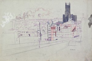 Miasto przemysłowe (Leeds) (pióro i tusz oraz akwarela na papierze)