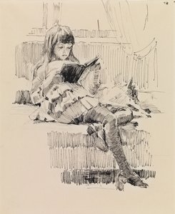 Berta Edelfelt, Szkic do obrazu „Drodzy przyjaciele” (Berta i Capi) autorstwa Albert Edelfelt