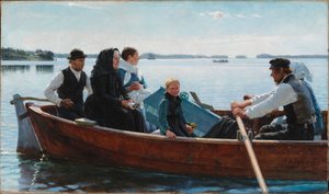 Przenoszenie trumny dziecka (Pogrzeb dziecka) autorstwa Albert Edelfelt