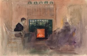 Erik Edelfelt „Siedząc przy kominku w willi w Kilo” autorstwa Albert Edelfelt