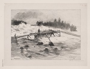 Wodospad. Narty Vallinko autorstwa Albert Gustaf Aristides Edelfelt