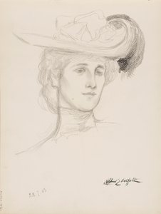 Kobieta w kapeluszu (Mme Flore Deschamps) autorstwa Albert Edelfelt