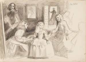 Las Meninas, szkic według Diego Velázqueza autorstwa Albert Edelfelt