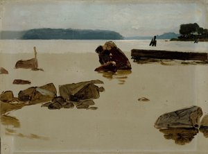 Otwarte morze u wybrzeży Haikko, szkic do obrazu „Chłopcy bawiący się na brzegu” autorstwa Albert Edelfelt