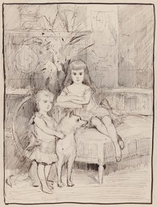 Studium portretowe przedstawiające Michała i Ksenię, dzieci cara Aleksandra III autorstwa Albert Edelfelt
