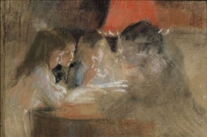 Dzieci z rodziny Brandtów (Przy lampie) autorstwa Albert Edelfelt