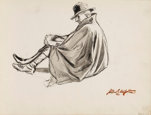 Siedzący mężczyzna w pelerynie autorstwa Albert Edelfelt