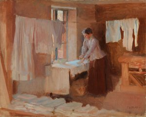 „Kobieta prasująca” – szkic do obrazu „Pralniczki” autorstwa Albert Edelfelt