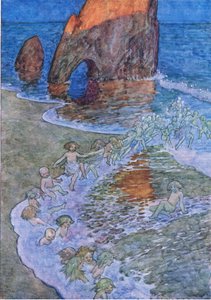 Umieścili go na środku i tańczyli wokół niego, z pubu The Water Babies, Humphrey Milford Oxford University Press, ok. 1930 r. (litografia kolorowa) autorstwa Albert Edward Jackson