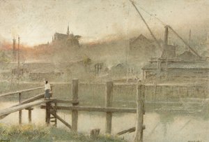 Arundel (akwarela, bodycolor i ołówek na papierze) autorstwa Albert Goodwin