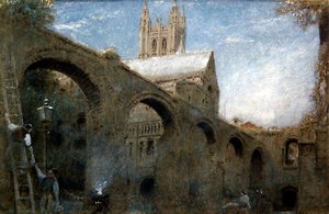Canterbury (pióro i atrament z akwarelą i farbą do ciała na papierze) autorstwa Albert Goodwin