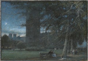 Figury pod Pałacem Westminsterskim o zmierzchu autorstwa Albert Goodwin