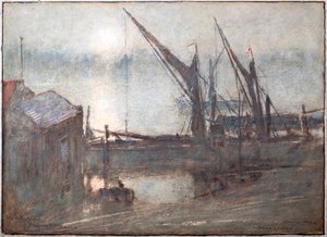 Mgła nad rzeką, Cheyney Walk, Chelsea autorstwa Albert Goodwin