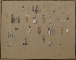 Idąc na rynek (akwarela i ołówek z akwarelą na barwionym papierze) autorstwa Albert Goodwin