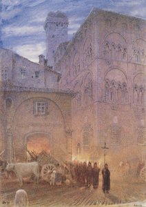 Lukka; Toskania; procesja religijna; wózek; krowa; autorstwa Albert Goodwin