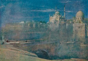 Światło księżyca na Cytadeli, Kair, ok. 1890 r. autorstwa Albert Goodwin