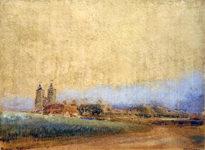 Reculver, Kent (pióro, tusz i akwarela na papierze) autorstwa Albert Goodwin