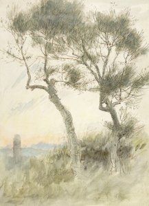Studium dwóch drzew autorstwa Albert Goodwin