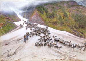 Goat-Herd w szwajcarskich Alpach autorstwa Albert Goodwin