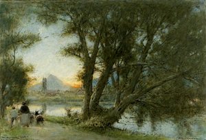Wioska…, c.1860-c.1932 (olej, długopis i atrament na pokładzie) autorstwa Albert Goodwin