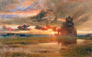 Whitby - Opactwo św Hildy (ołówek i akwarela na papierze (wklejone na karton))