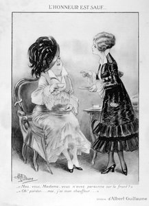 Karykatura o dwóch burżuazyjnych Francuzkach, I wojna światowa, 1915