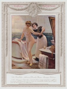 Belle Epoque Paris, modna dama biorąca kąpiel autorstwa Albert Guillaume